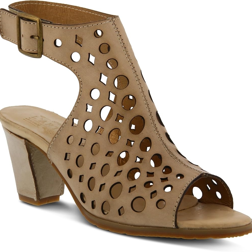 L'Artiste Spring Step Dova Tan Cutout Heels Shoes Open Toe Size 40 - 9